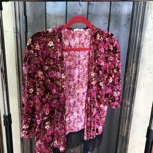 San Joy Cropped Velvet Kimono